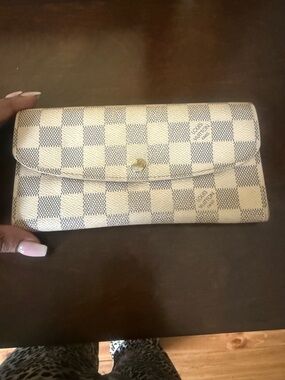 Louis Vuitton Damier Azur Foldover Wallet in Cream and Light Gray